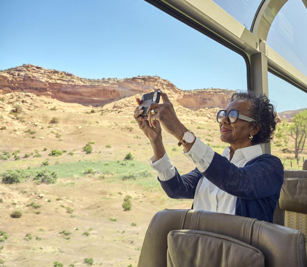 Guest looking out dome window